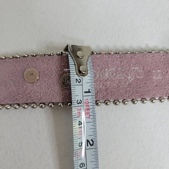 Nocona Girls Pink Leather Cowgirl Belt Sz 22 Horse Foal Silver Oval Belt Western - Picture 8 of 12